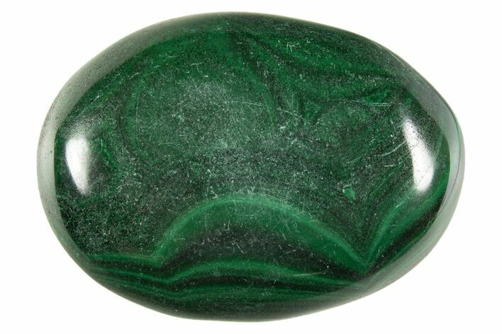 Polished Banded Malachite Palm Stone - DR Congo #321187